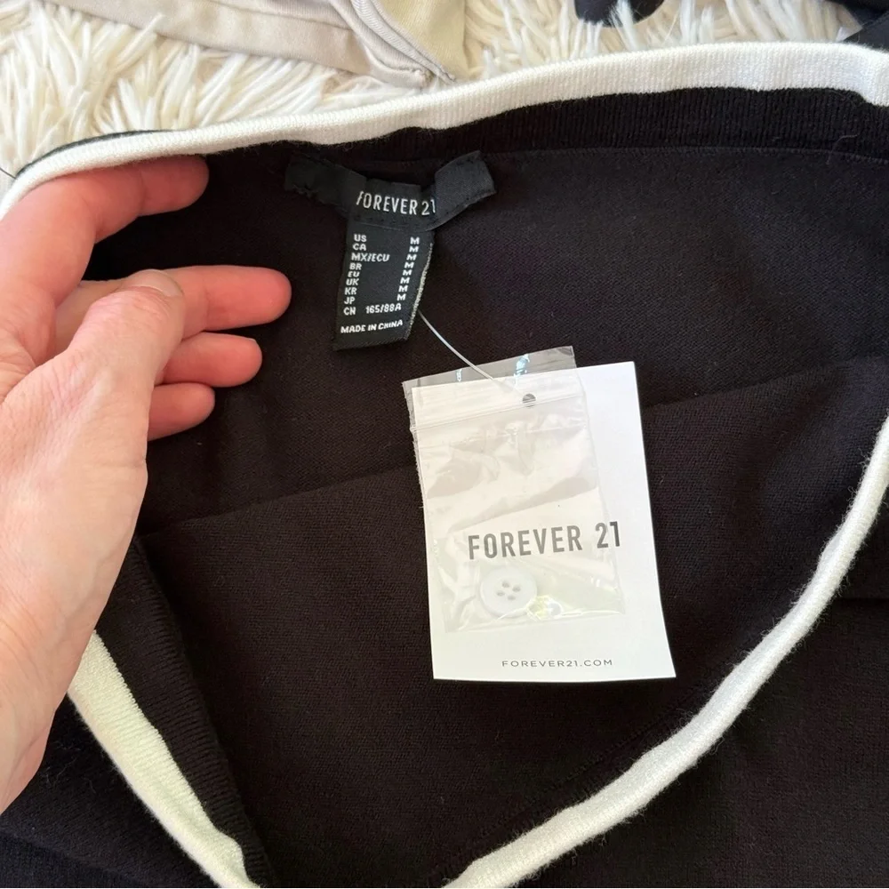 Forever 21 3-Piece Corset Mini Skirt Set Black Champagne Size M NWT